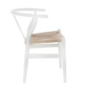 Krzesło drewniane z plecionym siedziskiem WICKER insp. WISHBONE białe