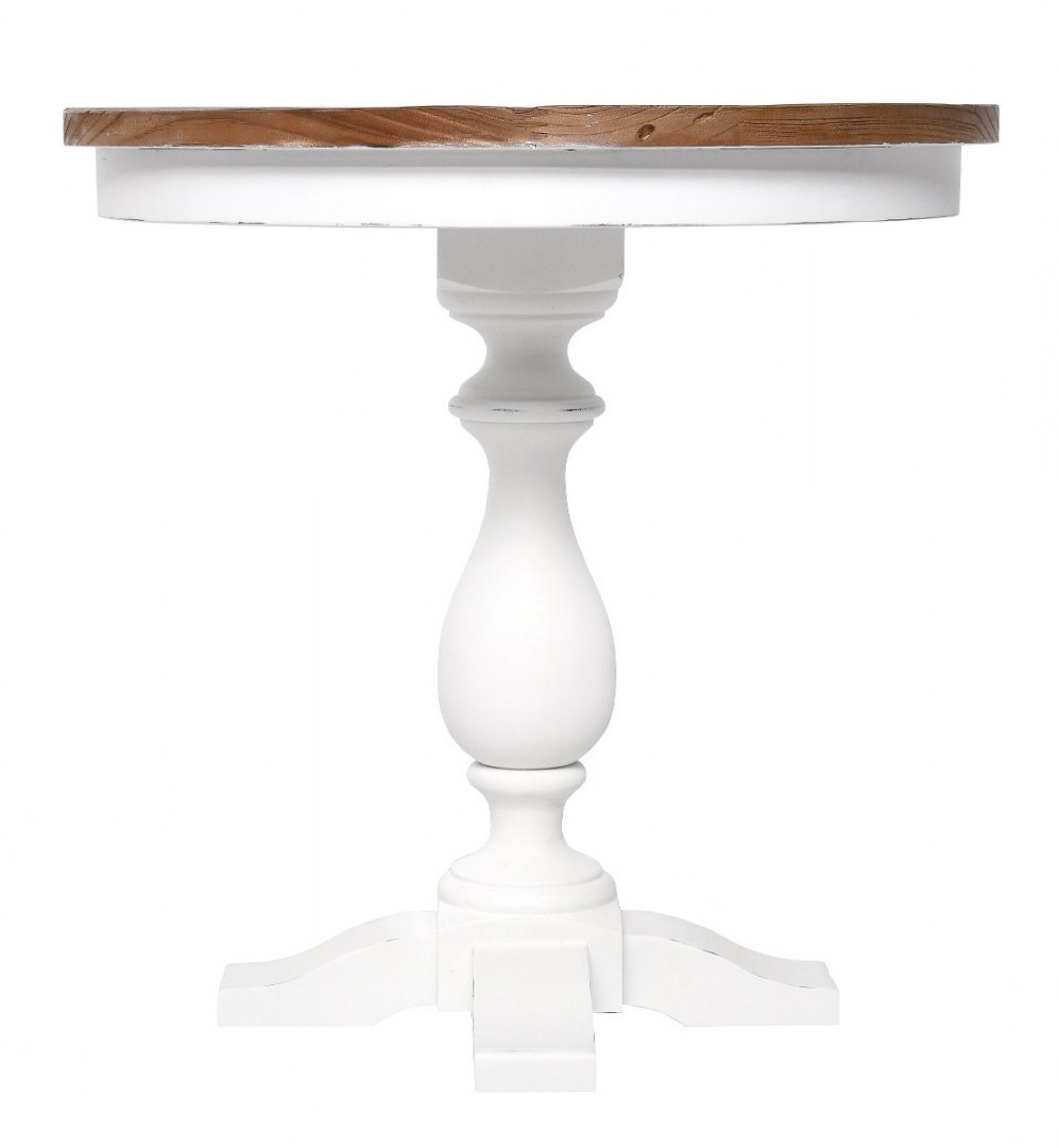 Stół okrągły drewniany na białej nodze WEST PORT ⌀60 cm