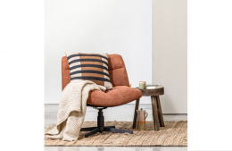 Fotel obrotowy tapicerowany bouclé rdzawy VINNY