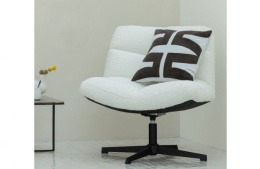 Fotel obrotowy tapicerowany bouclé biały VINNY