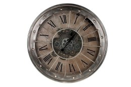 Zegar ścienny zębatki nity postarzany RUSTIC 4 srebrny