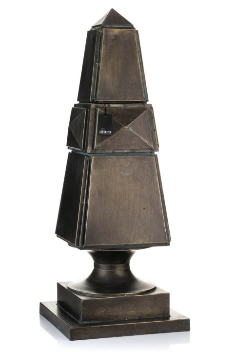 Obelisk dekoracyjny na stopce metalowy LALIS brązowy