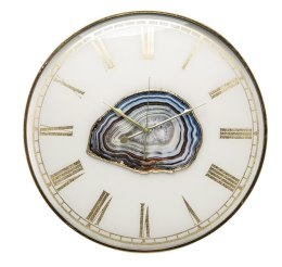 Zegar z imitacją kamienia biało-złoty AGATE