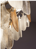 Żyrandol ze szklanych listków beżowo-złoty ARWENA 80 cm