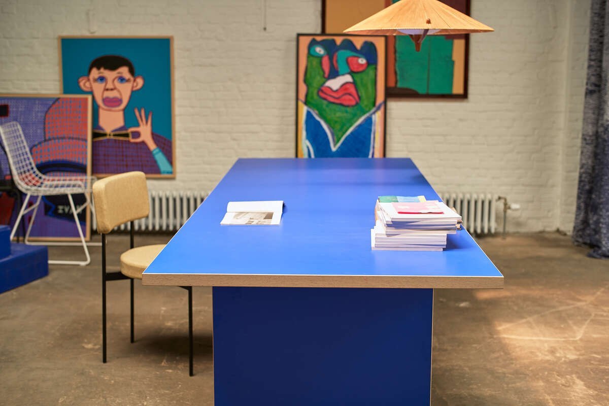 Stół jadalniany prostokątny 280 cm niebieski