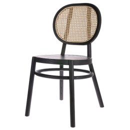 Krzesło z drewna i trzciny plecionej Retro czarne