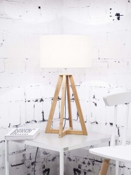 Lampa stołowa 4-nożna z lnianym abażurem biała Everest