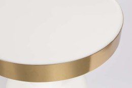 Stolik kawowy okrągły na jednej nodze biało-złoty GLAM