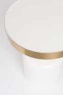 Stolik kawowy okrągły na jednej nodze biało-złoty GLAM