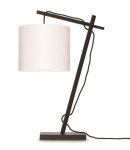 Lampa biurkowa żuraw czarna z białym abażurem ANDES