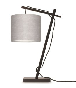 Lampa biurkowa żuraw czarna z abażurem w kolorze taupe ANDES