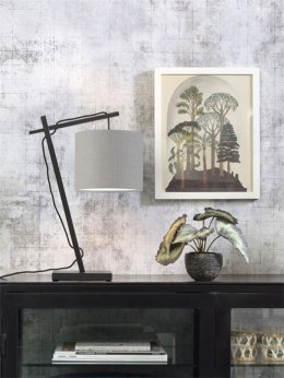 Lampa biurkowa żuraw czarna z abażurem w kolorze taupe ANDES