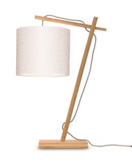 Lampa biurkowa żuraw z lnianym abażurem biała ANDES