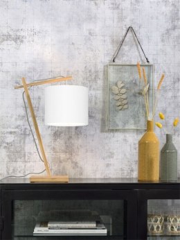 Lampa biurkowa żuraw z lnianym abażurem biała ANDES