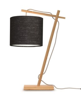 Lampa biurkowa żuraw z lnianym abażurem czarna ANDES