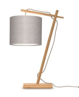 Lampa biurkowa żuraw z lnianym abażurem szara ANDES