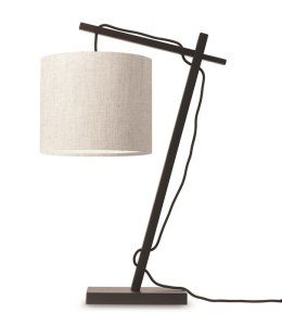 Lampa biurkowa żuraw czarna z lnianym abażurem ANDES