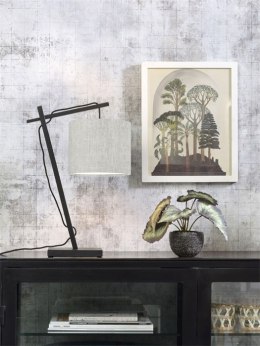 Lampa biurkowa żuraw czarna z lnianym abażurem ANDES