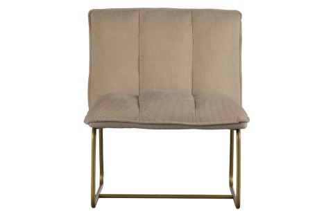 Fotel poduszka tapicerowany na złotej podstawie piaskowy FIE RIB