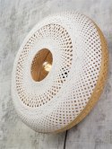 Kinkiet okrągły bambusowy pleciony biały PALAWAN M