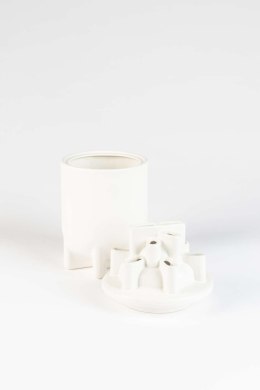 Wazon ceramiczny dwuczęściowy nieregularny biały BASSIN L