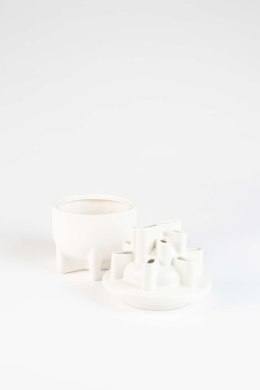 Wazon ceramiczny dwuczęściowy nieregularny biały BASSIN S