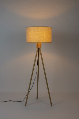 Lampa podłogowa bambusowa z walcowatym abażurem biała FAN