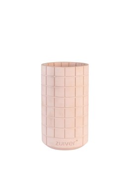 Wazon betonowy cylinder w kratę różowy FAJEN