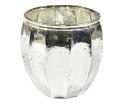 Lampion szklany pękaty żłobiony srebrny błyszczący Barok old 2A M