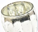 Lampion szklany pękaty żłobiony srebrny błyszczący Barok old 2A M