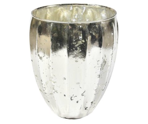 Lampion szklany żłobiony srebrny błyszczący Barok old 3