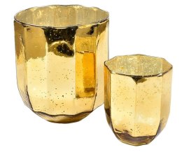 Lampion szklany żłobiony złoty błyszczący Barok old 1B S