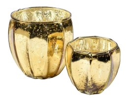 Lampion szklany pękaty żłobiony złoty błyszczący Barok old 2A M
