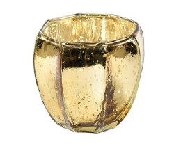 Lampion szklany pękaty żłobiony złoty błyszczący Barok old 2B S