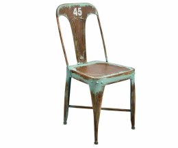 Krzesło metalowe postarzane turkusowo-brązoweLoft 45