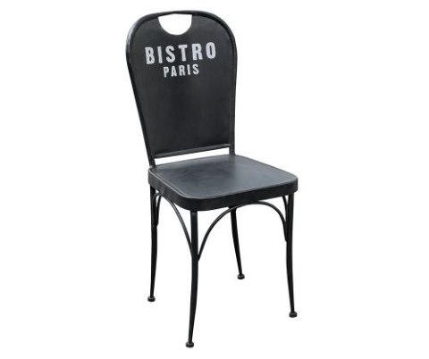 Krzesło metalowe Bistro czarne z brązowymi przetarciami Loft
