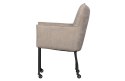 Krzesło z kółkami tapicerowane piaskowe EZRA