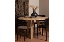 Stół okrągły dębowy natural RHONDA 129cm
