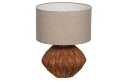 Lampa stołowa z drewnianą rzeźbioną podstawą natural TORIN