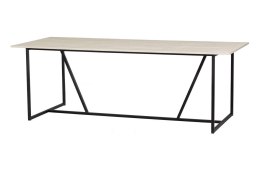 Stół jesionowy z metalową podstawą szary SILAS