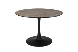 Stół okrągły z marmurowym brązowym blatem MARRA