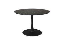 Stół okrągły z marmurowym czarnym blatem MARRA
