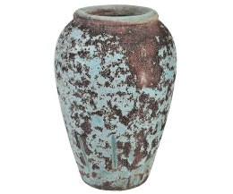 Wazon ceramiczny szkliwiony fakturowany brązowo-zielony Garden Old L