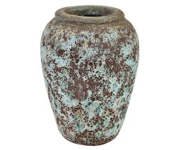 Wazon ceramiczny szkliwiony fakturowany brązowo-zielony Garden Old M