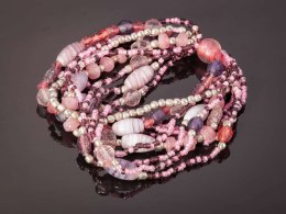 Bransoleta warstwa koraliki RÓŻ Biżuteria indyjska