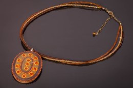 Naszyjnik sznurkowy MEDALION POMARAŃCZ Biżuteria indyjska