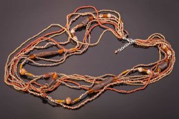 Naszyjnik sznurkowy KORALIKI POMARAŃCZ Biżuteria indyjska
