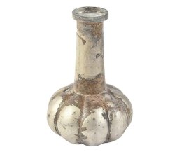 Wazonik szklany okrągły ze żłobieniami srebrno-brązowy postarzany antic Barok old 4