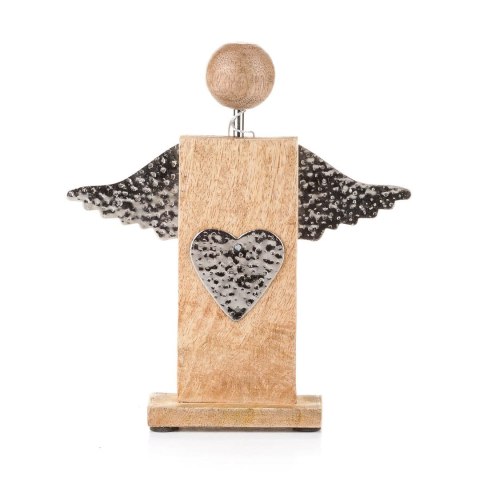 Ozdoba świąteczna aniołek z metalowymi skrzydłami Serce