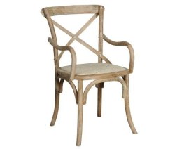 Krzesło debowe z podłokietnikiem pobielane Bari